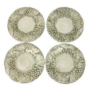 Williams Sonoma Napa Sage Italy Leaf Grape Dessert Bread Appetizer Plates 7" (4)
